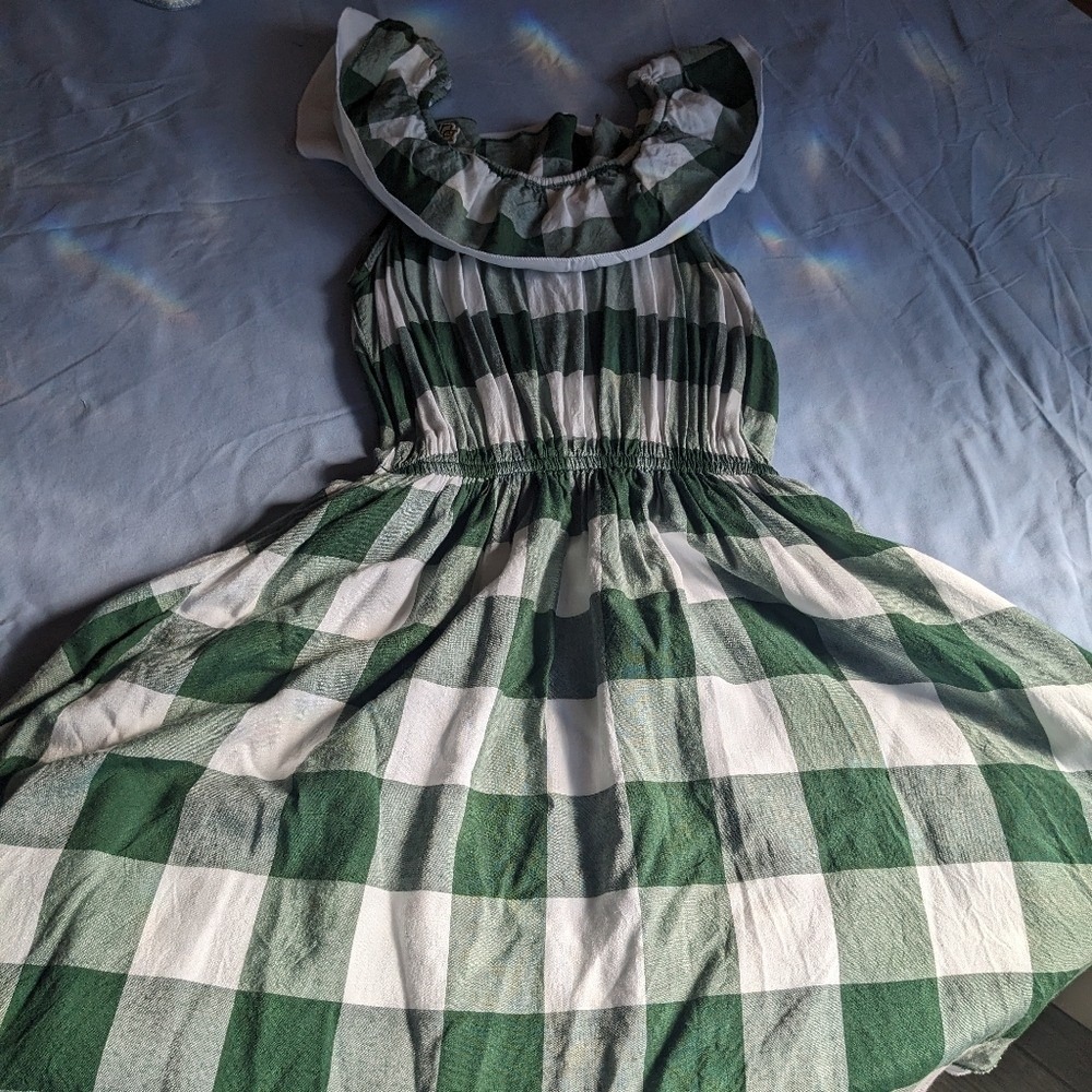 Girls Medium‎ Green and White Checkered Baylor University Kids Dress